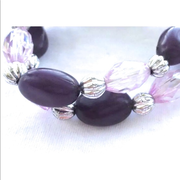 Purple and Silver Stretch Bracelets Party Birthday - Picture 2 of 2